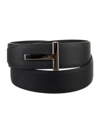 Pre-owned Tom Ford Leather Belt Kit In Black