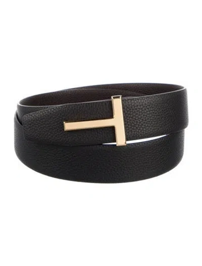 Pre-owned Tom Ford Leather Belt Kit In Black