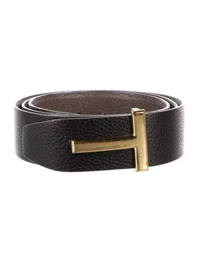 Pre-owned Tom Ford Leather Belt Kit In Black
