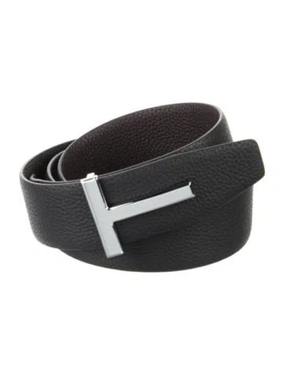 Pre-owned Tom Ford Leather Belt Kit In Black
