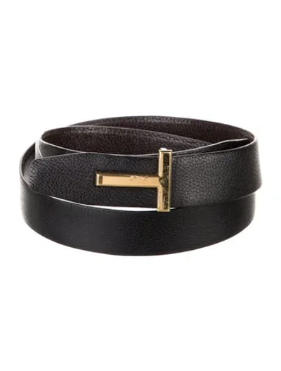 Pre-owned Tom Ford Leather Belt Kit In Black