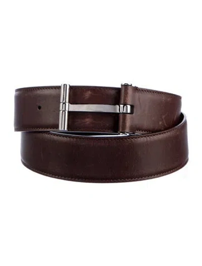 Pre-owned Tom Ford Leather Belt Kit In Brown