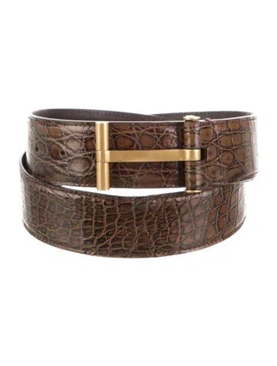 Pre-owned Tom Ford Leather Belt Kit In Brown