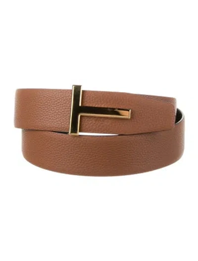 Pre-owned Tom Ford Leather Belt Kit In Brown