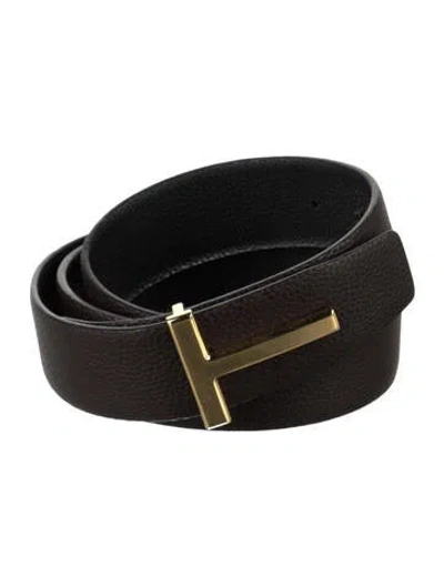 Pre-owned Tom Ford Leather Belt Kit In Brown