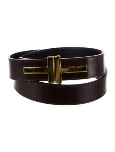 Pre-owned Tom Ford Leather Belt Kit In Brown