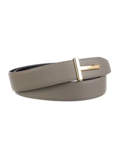 Pre-owned Tom Ford Leather Belt Kit In Grey