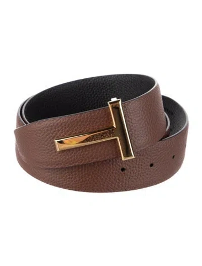 Pre-owned Tom Ford Leather Belt Kit W/ Tags In Black/brown