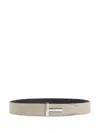 Tom Ford T-logo Leather Belt In Neutrals