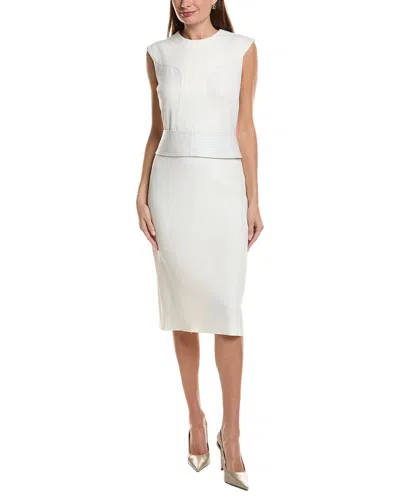 Tom Ford Leather Belt Silk-lined Midi Dress In White