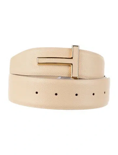 Pre-owned Tom Ford Leather Belt W/ Tags In Neutrals