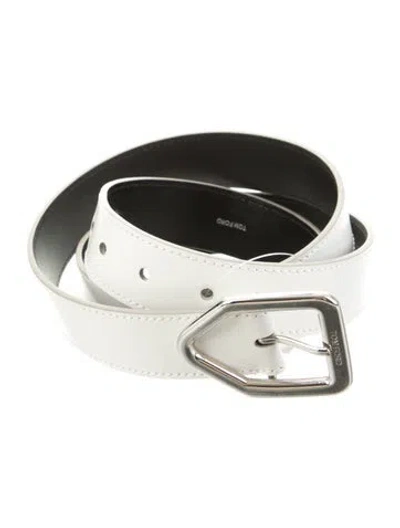Pre-owned Tom Ford Leather Belt In White