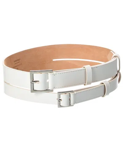 Tom Ford Leather Belt In White