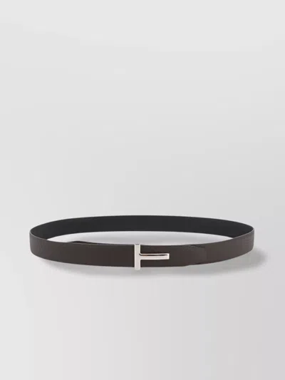 Tom Ford Leather Belt With Adjustable Length And Metal Buckle