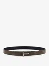 Tom Ford Leather Belt With Croco Effect In Green