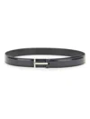 Tom Ford Leather Belt With Logo Buckle In Navy