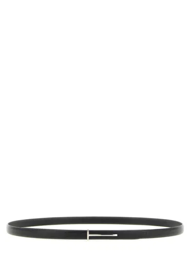 Tom Ford Leather Belt With T Buckle In Black