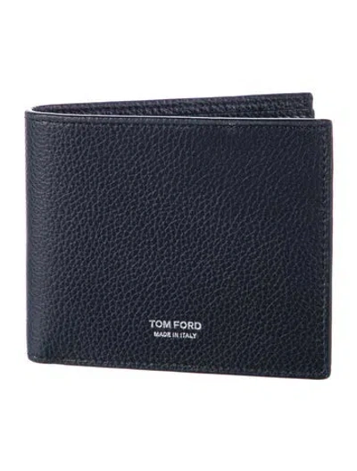 Pre-owned Tom Ford Leather Bifold Wallet In Blue