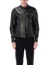 Tom Ford Leather Biker Jacket Stand Collar Zips In Black