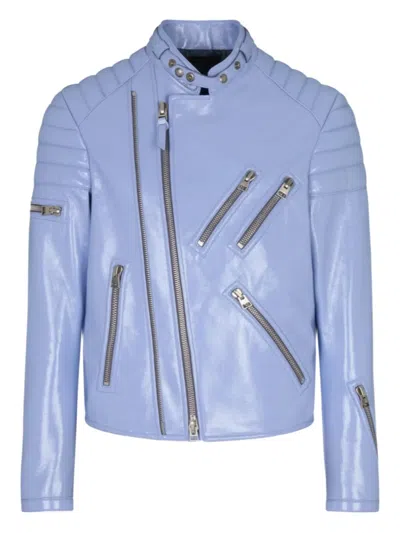 Tom Ford Mens Leather Zip Biker Jacket In Lilac In Multi