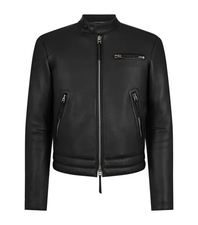Tom Ford Leather Biker Jacket In Black