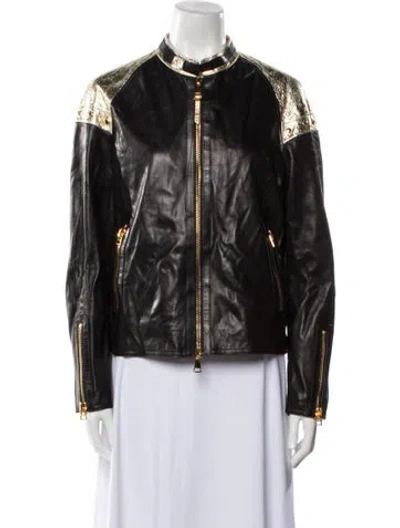 Pre-owned Tom Ford Leather Biker Jacket In Black