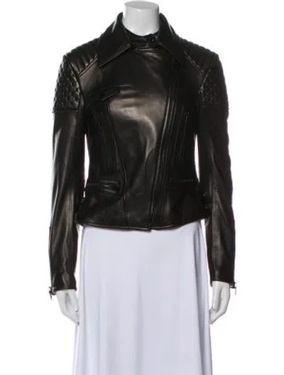 Pre-owned Tom Ford Leather Biker Jacket In Black