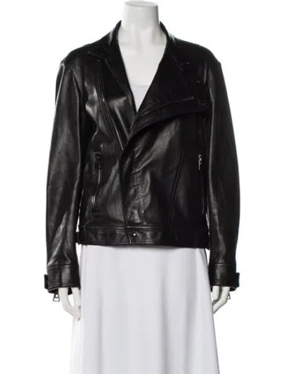 Pre-owned Tom Ford Leather Biker Jacket In Black