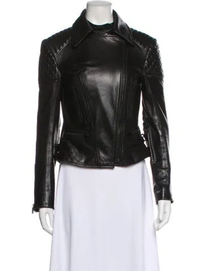 Pre-owned Tom Ford Leather Biker Jacket In Black