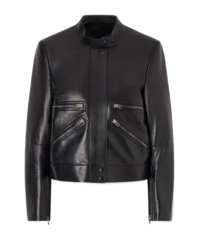 Tom Ford Leather Biker Jacket In Black