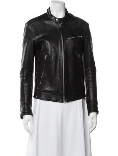 Pre-owned Tom Ford Leather Biker Jacket In Black