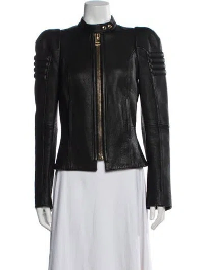 Pre-owned Tom Ford Leather Biker Jacket In Black