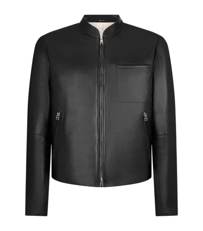 Tom Ford Leather Biker Jacket In Black