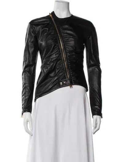 Pre-owned Tom Ford Leather Biker Jacket In Black