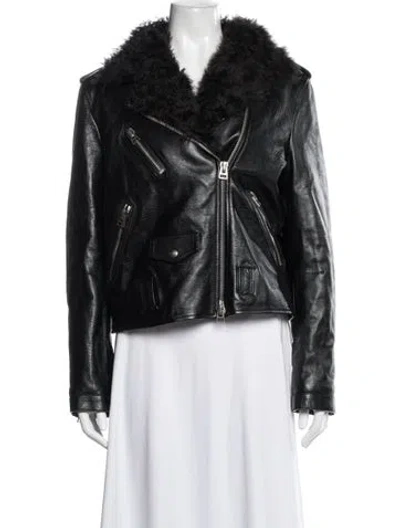 Pre-owned Tom Ford Leather Biker Jacket In Black