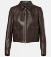 Tom Ford Leather Biker Jacket In Brown