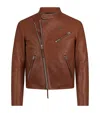 Tom Ford Leather Biker Jacket In Brown