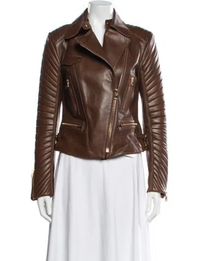 Pre-owned Tom Ford Leather Biker Jacket In Brown