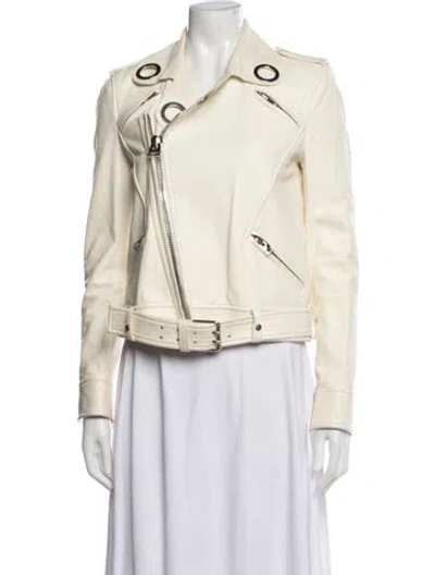 Pre-owned Tom Ford Leather Biker Jacket In Neutrals