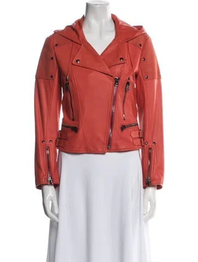 Pre-owned Tom Ford Leather Biker Jacket In Orange