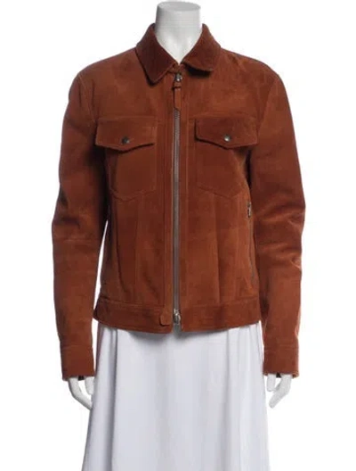 Pre-owned Tom Ford Leather Biker Jacket In Orange