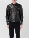 Tom Ford Leather Biker Jacket Stand Collar Zips In Black