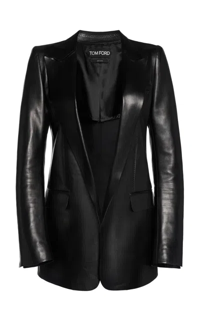 Tom Ford Leather Blazer In Black