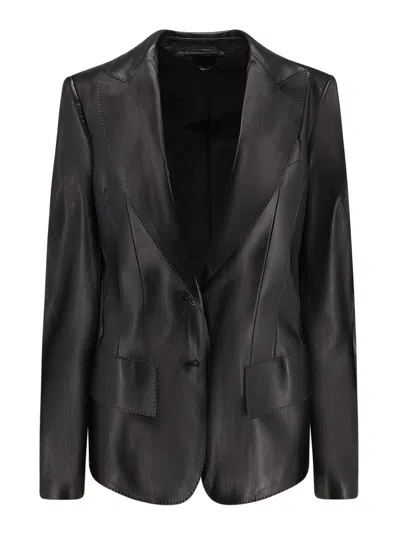 Tom Ford Leather Blazer In Black