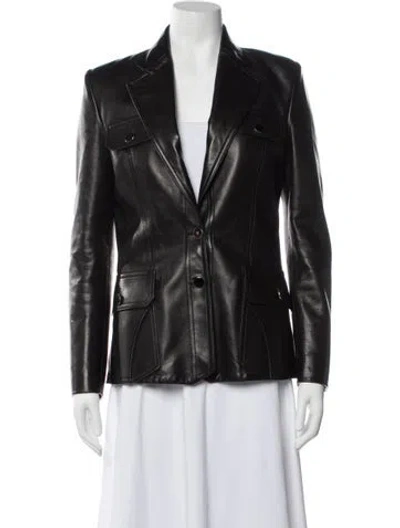 Pre-owned Tom Ford Leather Blazer In Black