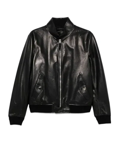 Tom Ford Lambskin Leather Jacket With Minimalistic Design In Black