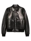 Tom Ford Leather Bomber Jacket In Black