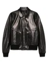 Tom Ford Leather Bomber Jacket In Black