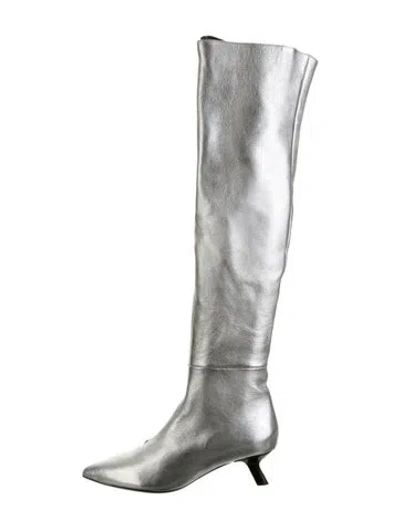 Pre-owned Tom Ford Leather Boots In Metallic/silver