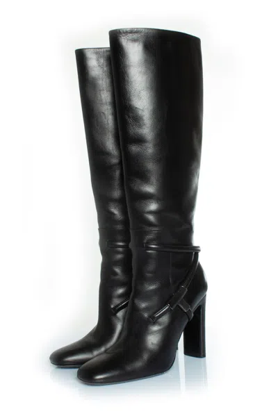Tom Ford Leather Boots With T Strap In Black